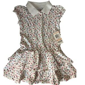 New Charter Club Polka Dot Dress Ruffle Hem White‎ Collar Girl Toddler 2T